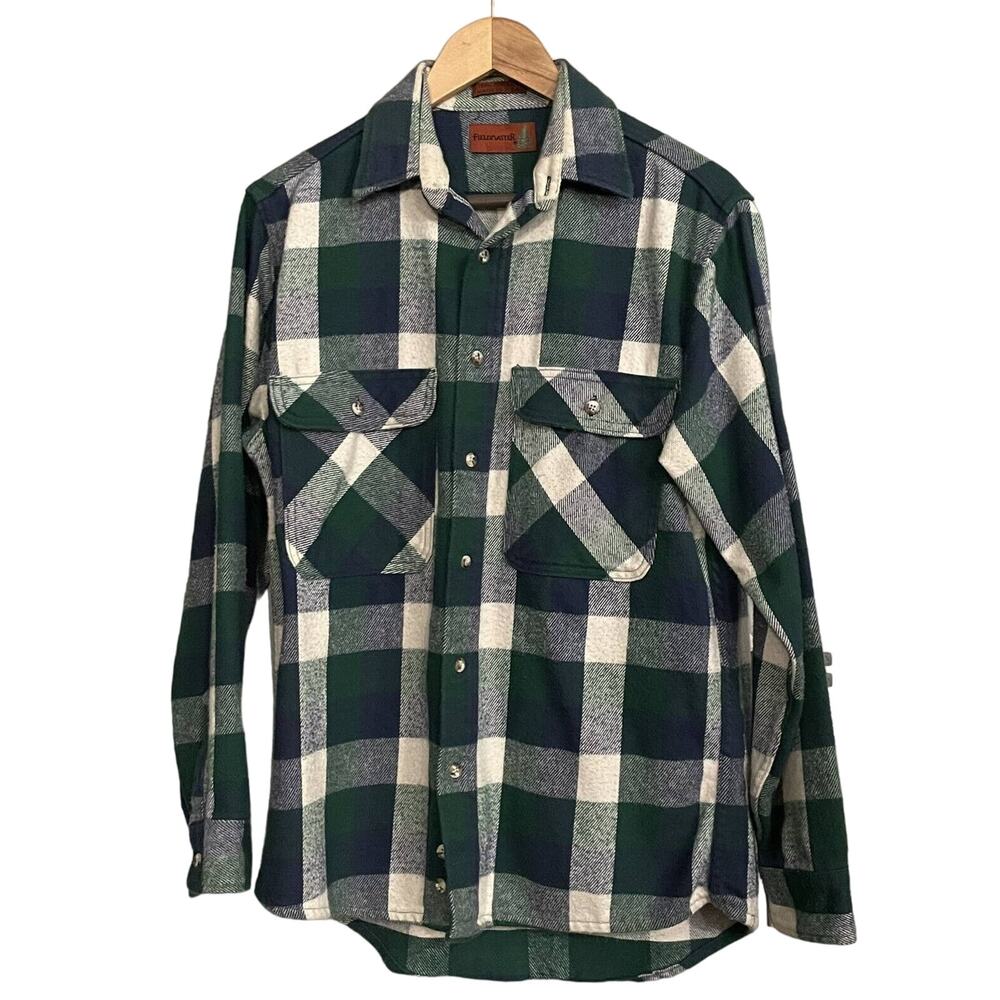 Feildmaster Shirt Flannel Plaid Long Sleeve Heavyweight Vintage USA Made Mens M‎